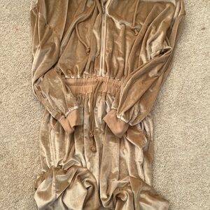 Fashion Nova Tan Velour Jumpsuit